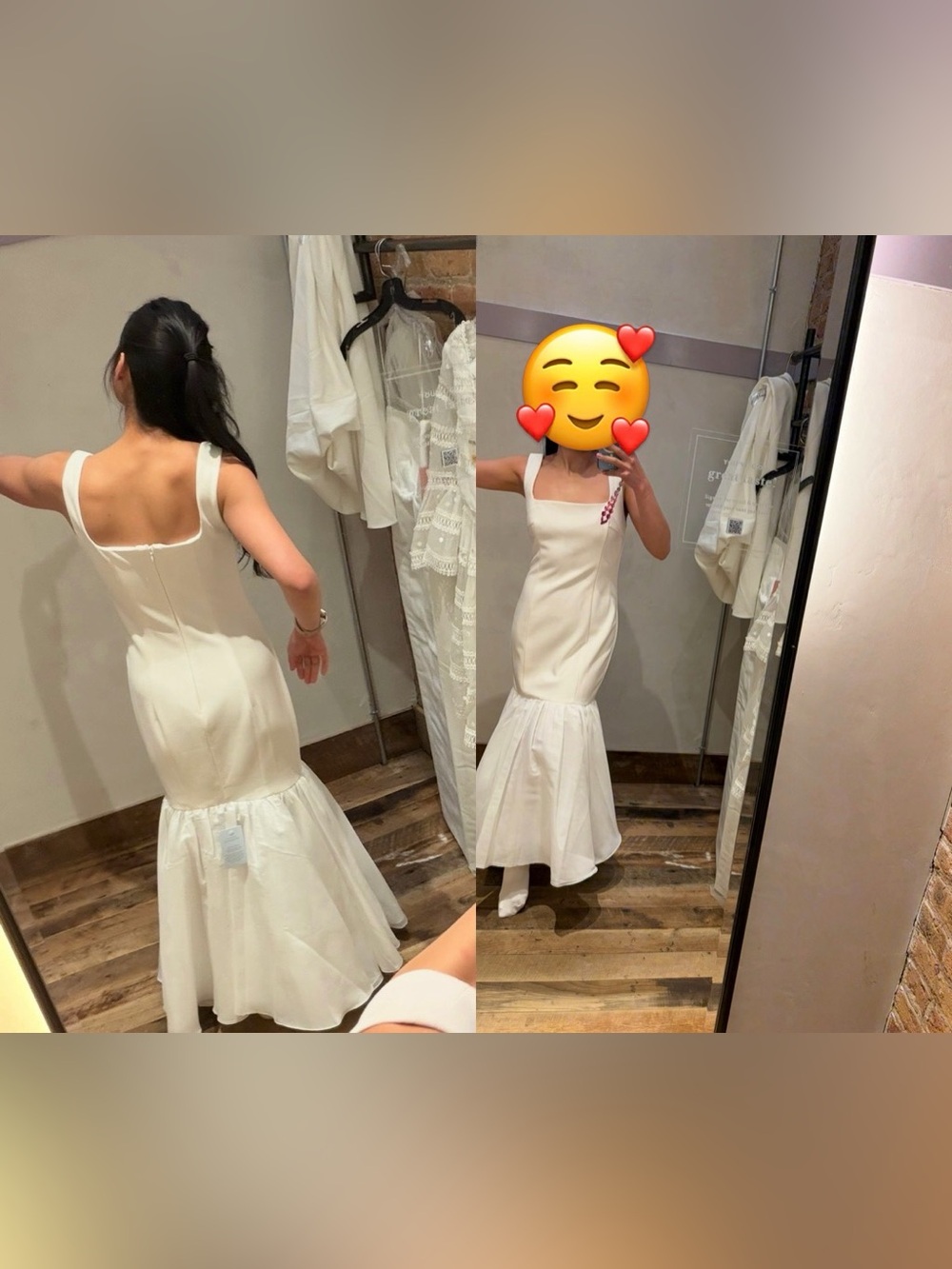 Anthropologie White Square-Neck Mermaid Hem Maxi Dress - Picture 3 of 3